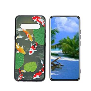 heolculwo compatible with lg v60 thinq 5g phone case, japanese-style-koi-fish-10 case silicone protective for teen girl boy case for lg v60 thinq 5g