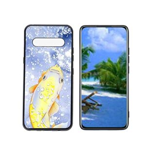 heolculwo compatible with lg v60 thinq 5g phone case, gold-koi-fish-3 case silicone protective for teen girl boy case for lg v60 thinq 5g