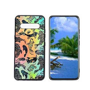 heolculwo compatible with lg v60 thinq 5g phone case, rainbow-koi-fish case silicone protective for teen girl boy case for lg v60 thinq 5g