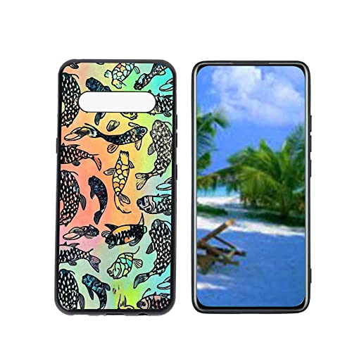 HEOLCULWO Compatible with LG V60 ThinQ 5G Phone Case, Rainbow-Koi-Fish Case Silicone Protective for Teen Girl Boy Case for LG V60 ThinQ 5G
