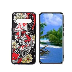 heolculwo compatible with lg v60 thinq 5g phone case, koi-fish-11 case silicone protective for teen girl boy case for lg v60 thinq 5g