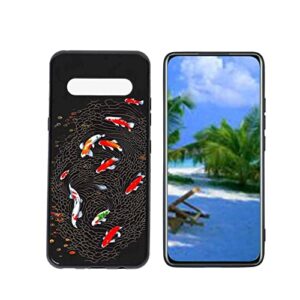 heolculwo compatible with lg v60 thinq 5g phone case, koi-fish-22 case silicone protective for teen girl boy case for lg v60 thinq 5g