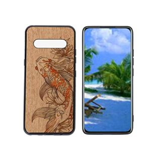 heolculwo compatible with lg v60 thinq 5g phone case, koi-fish-15 case silicone protective for teen girl boy case for lg v60 thinq 5g