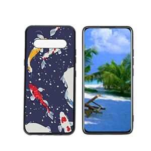 heolculwo compatible with lg v60 thinq 5g phone case, koi-fish-30 case silicone protective for teen girl boy case for lg v60 thinq 5g