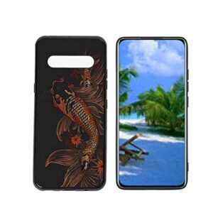 heolculwo compatible with lg v60 thinq 5g phone case, koi-fish-13 case silicone protective for teen girl boy case for lg v60 thinq 5g