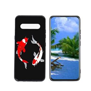 heolculwo compatible with lg v60 thinq 5g phone case, koi-fish-1 case silicone protective for teen girl boy case for lg v60 thinq 5g