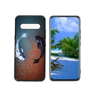 heolculwo compatible with lg v60 thinq 5g phone case, lucky-koi-fish-5 case silicone protective for teen girl boy case for lg v60 thinq 5g