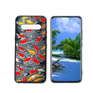 heolculwo compatible with lg v60 thinq 5g phone case, koi-fish-9 case silicone protective for teen girl boy case for lg v60 thinq 5g