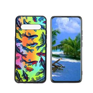 heolculwo compatible with lg v60 thinq 5g phone case, rainbow-koi-fish-51 case silicone protective for teen girl boy case for lg v60 thinq 5g
