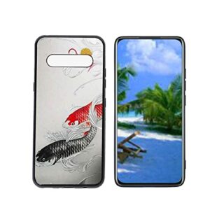heolculwo compatible with lg v60 thinq 5g phone case, lucky-koi-fish-11 case silicone protective for teen girl boy case for lg v60 thinq 5g
