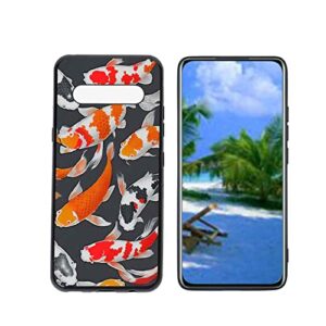 heolculwo compatible with lg v60 thinq 5g phone case, koi-fish-27 case silicone protective for teen girl boy case for lg v60 thinq 5g