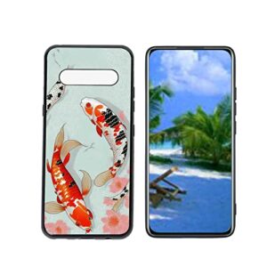 heolculwo compatible with lg v60 thinq 5g phone case, japanese-style-koi-fish-7 case silicone protective for teen girl boy case for lg v60 thinq 5g