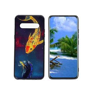 heolculwo compatible with lg v60 thinq 5g phone case, koi-fish-42 case silicone protective for teen girl boy case for lg v60 thinq 5g