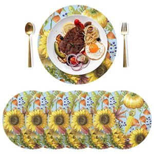 Sunflowers Pumpkins Placemats Washable Round Placemats for Dining Table Place Mats Table Mats for Kitchen Woven Placemats for Dining Room Home Kitchen Indoor Outdoor Placemats Mat