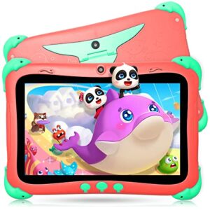 atmpc kids tablet 8 inch, android 11 tablet for kids, 32gb rom 2gb ram, wifi, 4000 mah, google services tablet, parental control app, dual camera, toddler tablet with case, kids learning tablet pink