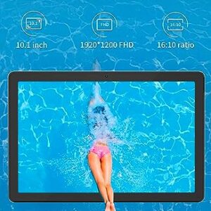 VNEIMQN 10 inch Tablet, Android 12 Tablet, 10.1”, 1080p Full HD, 8GB RAM/128GB ROM/8-Core CPU, 1TB Expand, 8000mAh, 5MP front/13MP Back Camera, WiFi 6, GPS, 1920 * 1200 Display, Bluetooth 5.0