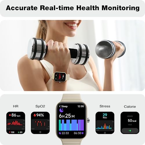 Fitpolo Smart Watch for Men Women Android iPhone Compatible, 1.8" Fitness Watches Make/Receive Call Alexa Built-in 100+ Workouts IP68 Waterproof SpO2 Heart Rate Monitor Activity Trackers