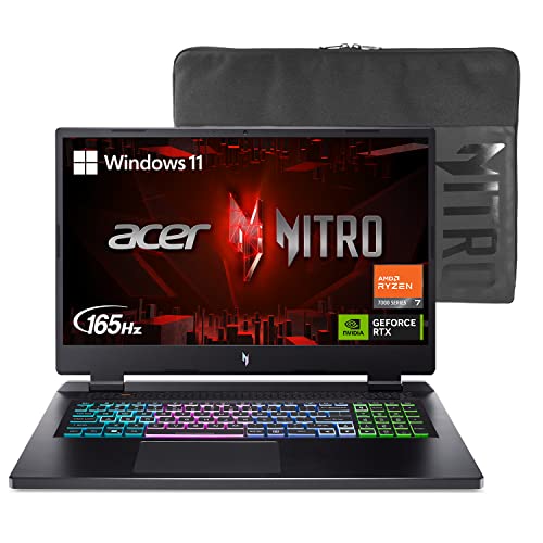 Acer Nitro 17 Gaming Laptop | AMD Ryzen 7 7735HS Octa-Core CPU | NVIDIA GeForce RTX 4050 Laptop GPU | 17.3" FHD 165Hz IPS Display | 16GB DDR5 | 1TB Gen 4 SSD | Wi-Fi 6E | RGB Backlit KB | AN17-41-R8N5