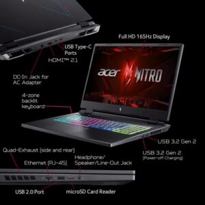 Acer Nitro 17 Gaming Laptop | AMD Ryzen 7 7735HS Octa-Core CPU | NVIDIA GeForce RTX 4050 Laptop GPU | 17.3" FHD 165Hz IPS Display | 16GB DDR5 | 1TB Gen 4 SSD | Wi-Fi 6E | RGB Backlit KB | AN17-41-R8N5