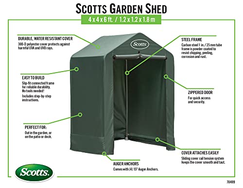 Scotts 4' x 4' x 6' Water-Resistant Pop-Up Deck and Garden Storage Shed Kit