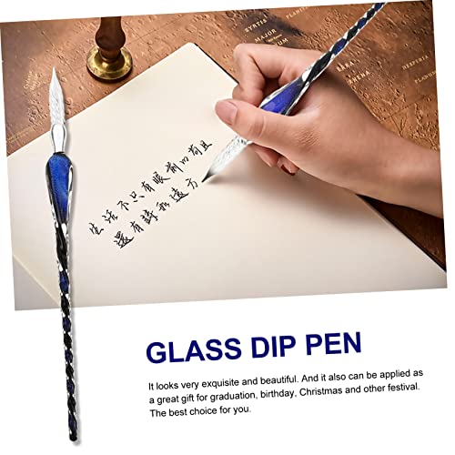 FAVOMOTO 1pc Glass Dip Pen Colored Ink Pens Stained Glass Vintage Office Decor Glass Dip Pen Set Calligraphy Glass Pen Drawing Marker Art Drawing Pen Dipping Pen Color Ink Pen Manual Glass