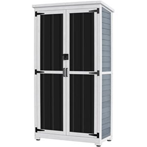 gdlf outdoor storage cabinet wood & metal garden shed with waterproof roof and sturdy lockable doors 66"