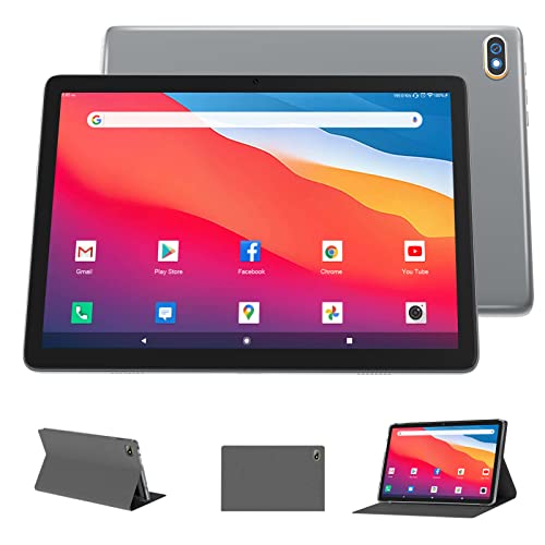 Tablet 10 Inch 128GB ROM +512GB Android Tablet 2.4G/5G WiFi Tablet Computer, 1920 * 1200 IPS Google Certificated Tablets, 8 Core, 13MP Camera, GPS, Gray (Include a Case)