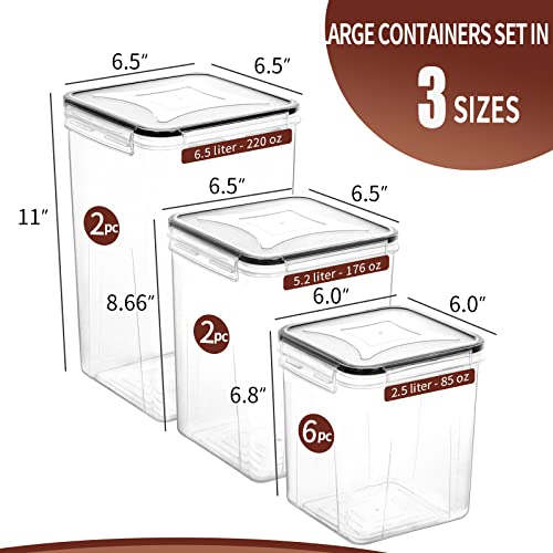 Skroam Large Airtight Food Storage Containers with Lids, 10 Pack Cereal Containers Storage Set - BPA Free Pantry Organization and Storage for Flour, Sugar & Rice with Measuring Cup, Labels & Marker