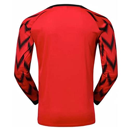 inhzoy Boys Goalkeeper Football Jersey Top and Shorts Sponge Pad Protective Soccer Goalie Keeper Uniform Kit Agate Red 8-10 Years