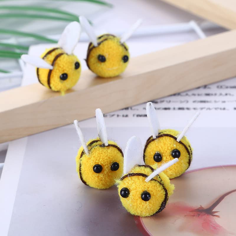 X Hot Popcorn 50PCS Mini Wool Felt Bees Felt Bees for Crafts Cute Plush Bees Wool Felt Bumble Bee for Crafts DIY Bee Themed Party Decoration