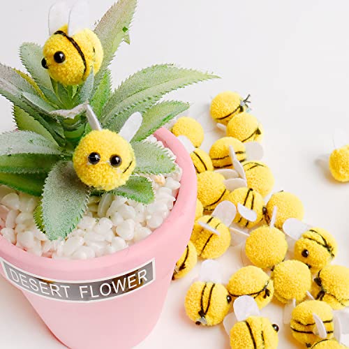 X Hot Popcorn 50PCS Mini Wool Felt Bees Felt Bees for Crafts Cute Plush Bees Wool Felt Bumble Bee for Crafts DIY Bee Themed Party Decoration