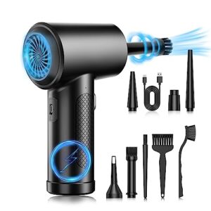 compressed air duster, keyboard cleaner 110000rpm electric air duster with led light, good replace compressed air, no canned air duster, reusable 7600mah air blower, pc computer cleaner (plastic)