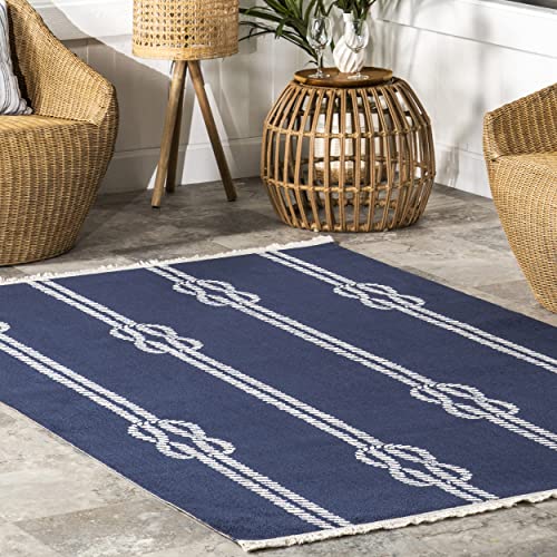 nuLOOM Ida Coastal Ropes Indoor/Outdoor Fringe Area Rug, 8' x 10', Blue