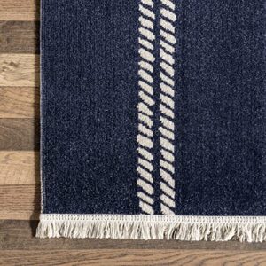 nuLOOM Ida Coastal Ropes Indoor/Outdoor Fringe Area Rug, 8' x 10', Blue