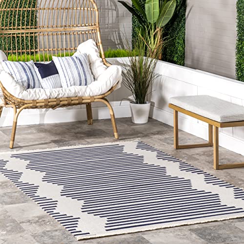 nuLOOM Holly Multi Stripe Indoor/Outdoor Area Rug, 8' x 10', Blue