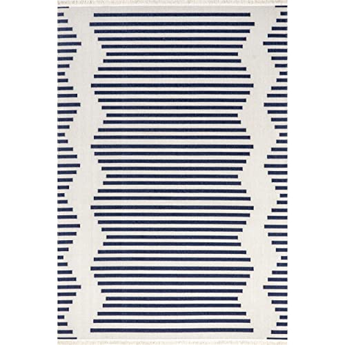 nuLOOM Holly Multi Stripe Indoor/Outdoor Area Rug, 8' x 10', Blue