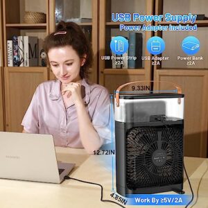 Portable Air Conditioners Fan, NTMY Personal Air Cooler with Remote Control, Ultra-Quiet Mini Air Cooling Fan with Natural Wind Function, 5 Cool Mist & 4 Speeds & Timer for Bedroom Office Desk