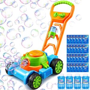 sloosh bubble lawn mower toddler toys - kids toys bubble machine summer outdoor toys games, automatic bubble mover push toy for age 1 2 3 4 year old preschool baby boys girls birthday gifts (blue)