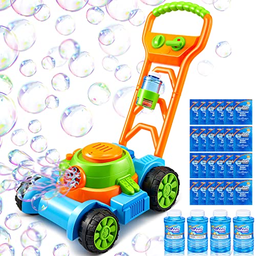 Sloosh Bubble Lawn Mower Toddler Toys - Kids Toys Bubble Machine Summer Outdoor Toys Games, Automatic Bubble Mover Push Toy for Age 1 2 3 4 Year Old Preschool Baby Boys Girls Birthday Gifts (Blue)