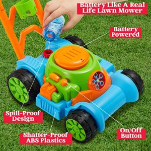 Sloosh Bubble Lawn Mower Toddler Toys - Kids Toys Bubble Machine Summer Outdoor Toys Games, Automatic Bubble Mover Push Toy for Age 1 2 3 4 Year Old Preschool Baby Boys Girls Birthday Gifts (Blue)