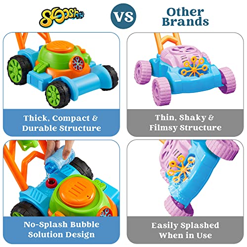 Sloosh Bubble Lawn Mower Toddler Toys - Kids Toys Bubble Machine Summer Outdoor Toys Games, Automatic Bubble Mover Push Toy for Age 1 2 3 4 Year Old Preschool Baby Boys Girls Birthday Gifts (Blue)