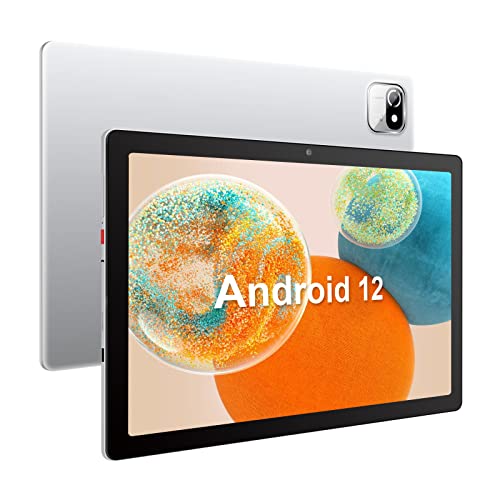 Mouikei 10 inch Tablet Android 12 Tablets, Quad-Core Tablet PC, 32GB ROM 128GB Expand, 5000mAh,1280x800 HD Touch Screen, Bluetooth, WiFi, Dual Camera, GPS, Silver