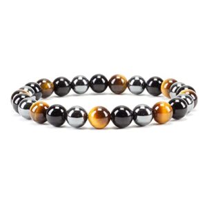 Cherry Tree Collection - Small, Medium, Large Sizes - Gemstone Beaded Bracelets For Women, Men, and Teens - 8mm Round Beads (Triple Protection Gold - Medium)