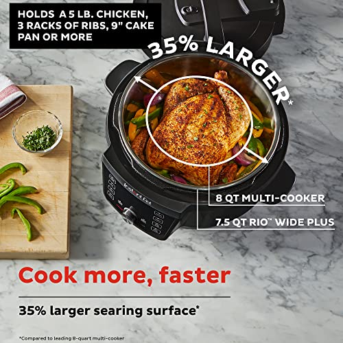 Instant Pot RIO Wide Plus, 7.5 Quarts 35% Larger Cooking Surface, WhisperQuiet Steam Release, 9-in-1 Electric Multi-Cooker, Pressure Cooker, Slow Cooker, Rice Cooker, Steamer, Sauté, Cake & Warmer