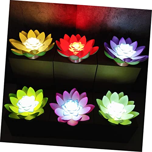 OSALADI 4pcs Wedding Decor Floating Pond Lights Flower Floating Lights Fleur De Lis Decor Lilly Pads Flower Pool Light Chinese Wedding Decoration Floating Flowers for Pool Buddha Lamp Lily