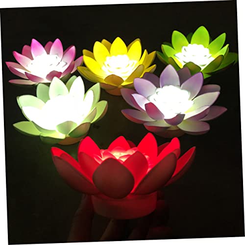 OSALADI 4pcs Wedding Decor Floating Pond Lights Flower Floating Lights Fleur De Lis Decor Lilly Pads Flower Pool Light Chinese Wedding Decoration Floating Flowers for Pool Buddha Lamp Lily