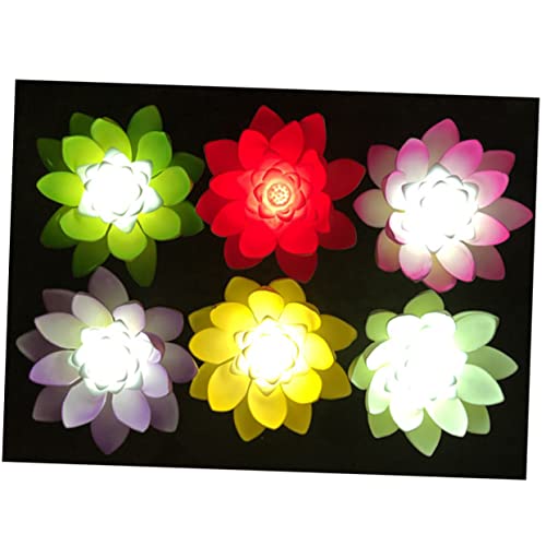 OSALADI 4pcs Wedding Decor Floating Pond Lights Flower Floating Lights Fleur De Lis Decor Lilly Pads Flower Pool Light Chinese Wedding Decoration Floating Flowers for Pool Buddha Lamp Lily