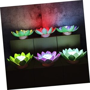 OSALADI 4pcs Wedding Decor Floating Pond Lights Flower Floating Lights Fleur De Lis Decor Lilly Pads Flower Pool Light Chinese Wedding Decoration Floating Flowers for Pool Buddha Lamp Lily