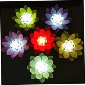 OSALADI 4pcs Wedding Decor Floating Pond Lights Flower Floating Lights Fleur De Lis Decor Lilly Pads Flower Pool Light Chinese Wedding Decoration Floating Flowers for Pool Buddha Lamp Lily