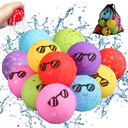 DOUBLMII Reusable Balloons for Summer Water Fun, Refillable and Self-Absorbing Water Balls, Quick Fill Outdoor Toys, Pool Toys, Water Games for Kids